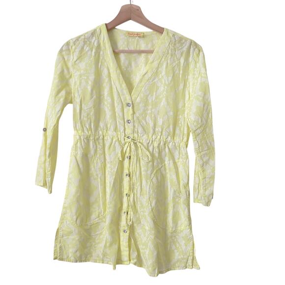 Fresh Produce Top Womens XS/S 100% Cotton Yellow Tunic Beachy Summer USA - Picture 1 of 6
